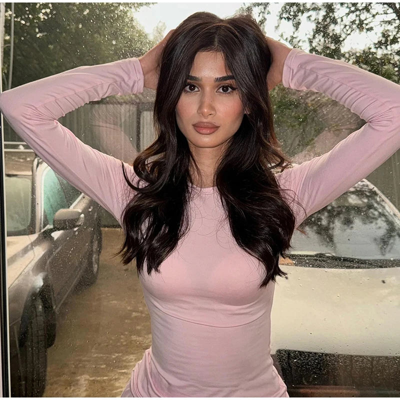 Women Top Pants Suit 2 Piece Sets Solid O-neck Long Sleeve Shirts Elastic Waist Trousers Female Outfits 2025 New Lady Tracksuit
