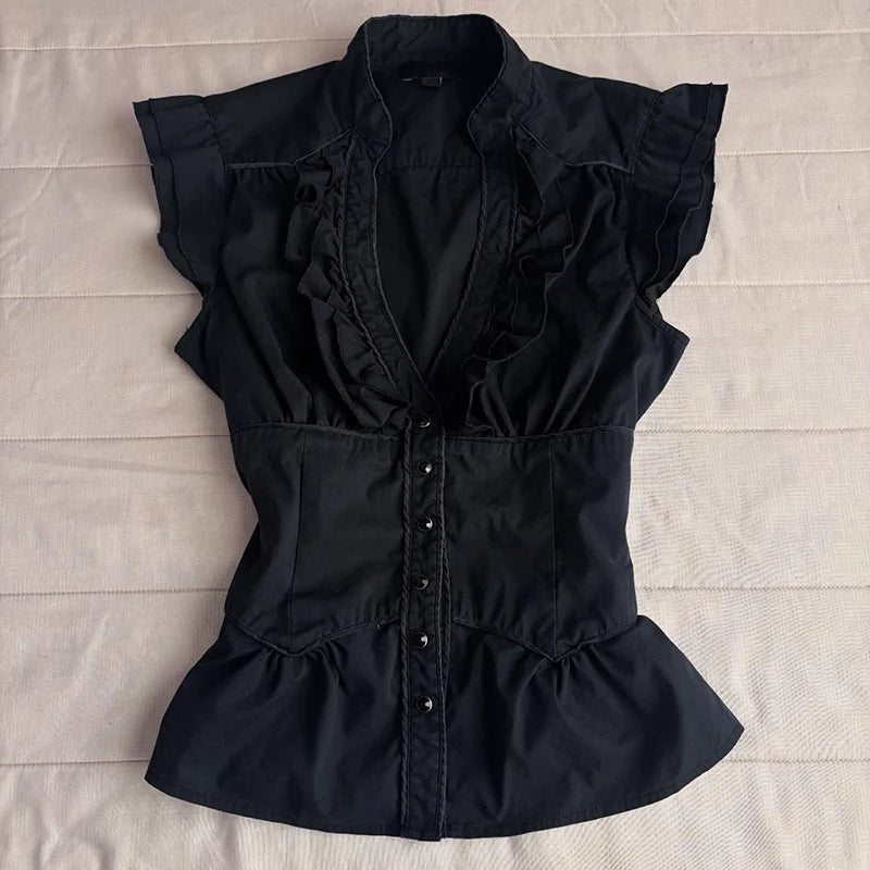Fashion Preppy Shirts Advanced Cute Y2K Women Clothing Slim Classic Short Sleeve Tee Tide Aesthetic Slim Vintage Classic Tops