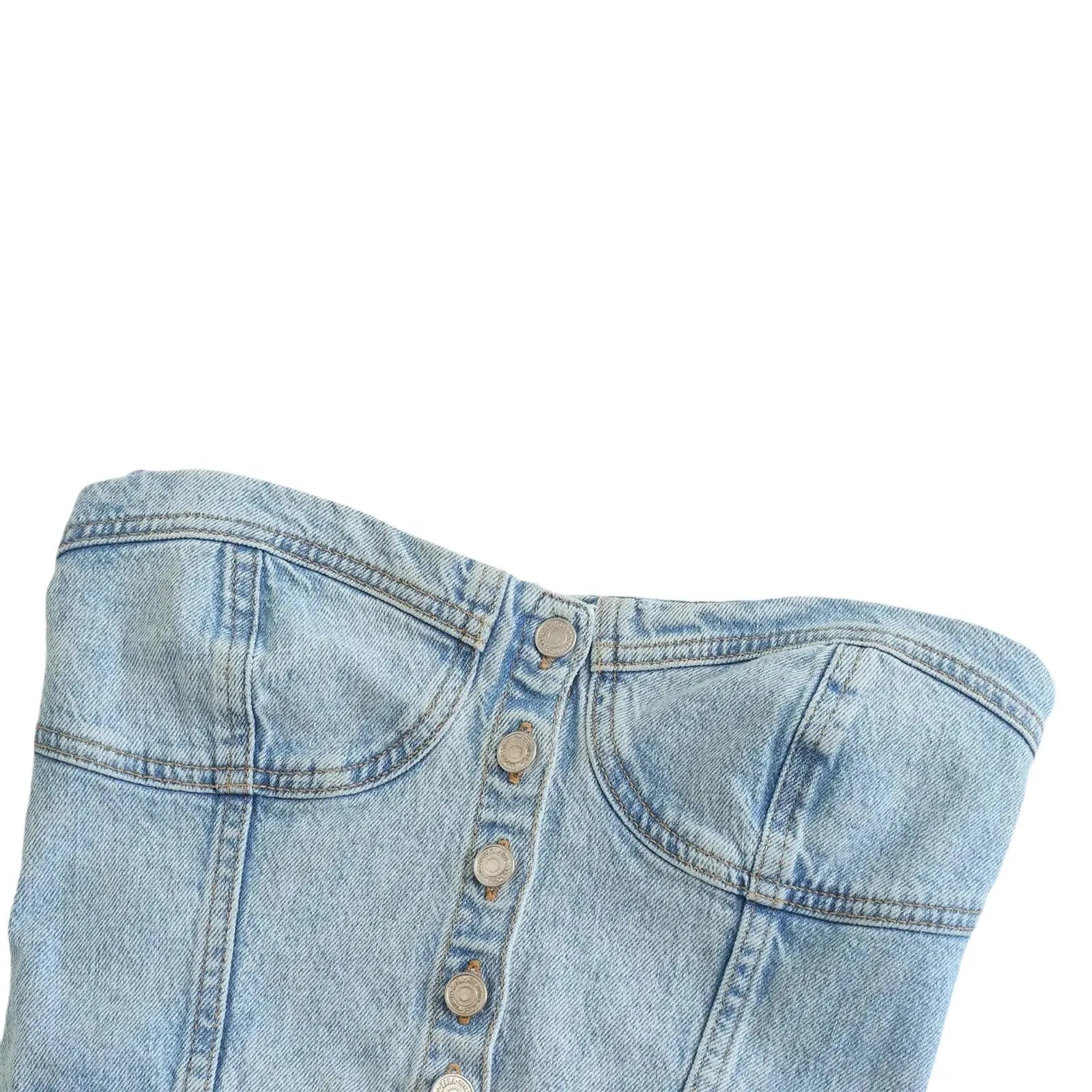 New Womens Fashion Short Tube Tops Strapless Denim Bandeau Sleeveless Crop Vest Club Party Costume Strapless Vest Hot Sale