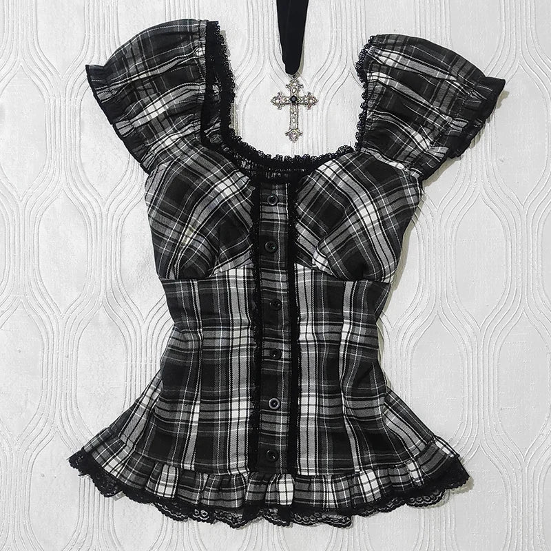 Fashion Preppy Shirts Advanced Cute Y2K Women Clothing Slim Classic Short Sleeve Tee Tide Aesthetic Slim Vintage Classic Tops