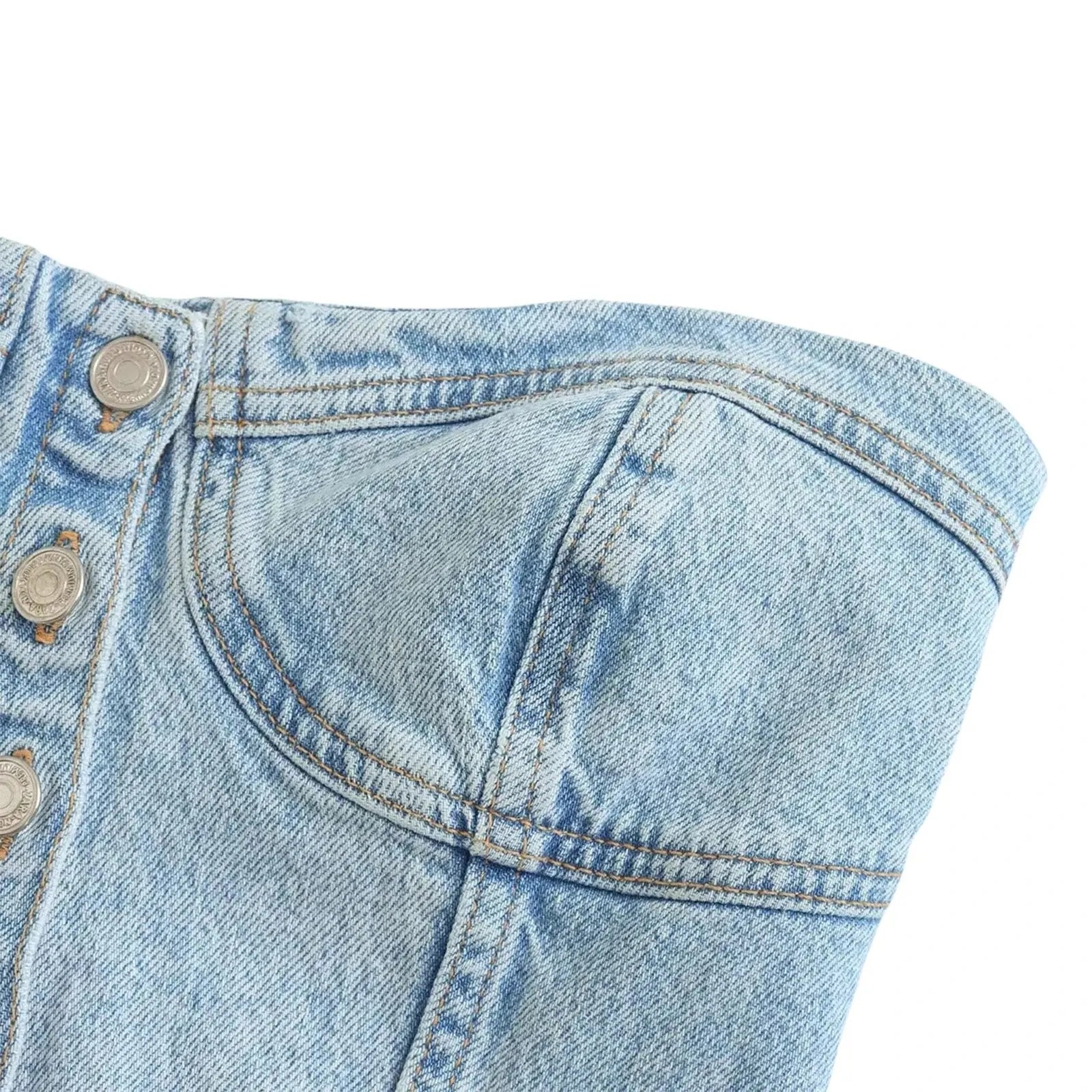 New Womens Fashion Short Tube Tops Strapless Denim Bandeau Sleeveless Crop Vest Club Party Costume Strapless Vest Hot Sale